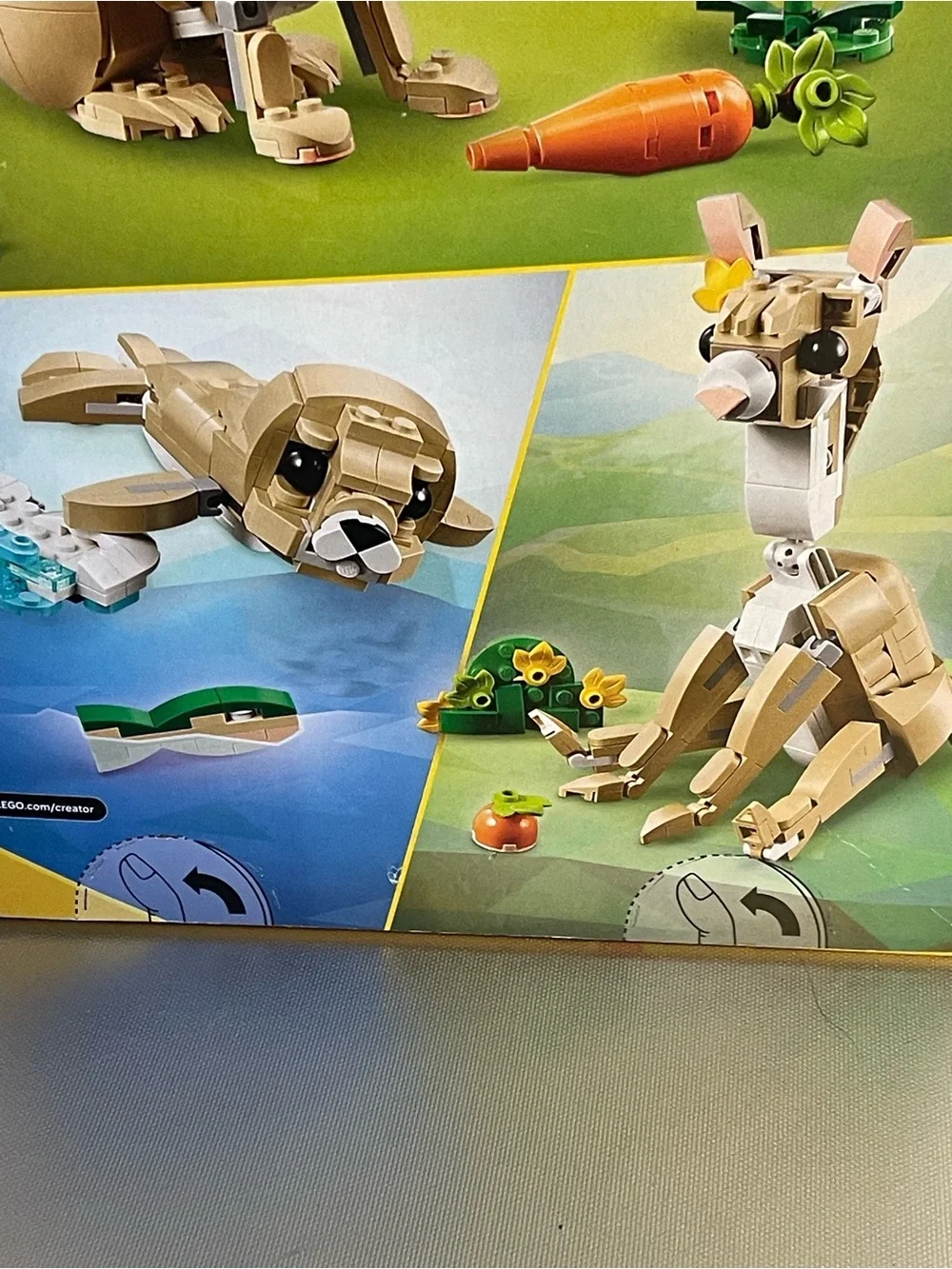 Lego Creator 3 in 1 Tan Bunny Building Block Figure with Orange Carrot 31162 8+
